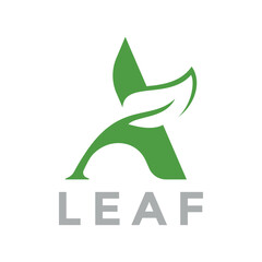 Letter A logo. Leaf logo template.