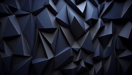 Modern black and dark navy blue abstract 3d background. Generative AI