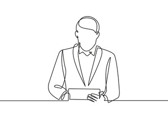 Continuous One Line Drawing of Businessman. Business Concept One Line Illustration. Businessman Line Abstract Portrait Minimalist Contour Drawing. Vector EPS 10