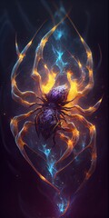 spider in galaxy stars with iridescent style and with the shape of a spiders face generative ai