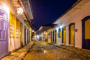 Beautiful old historic colonial houses and street in Paraty