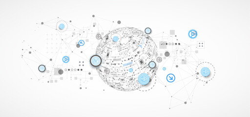 Abstract technology sphere background. Global network consept.