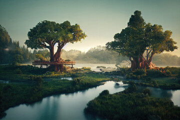 tree on the river