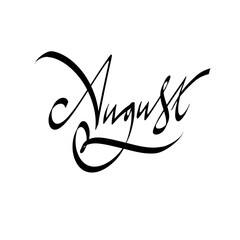 August. The text is handwritten in a calligraphic style. Vector illustration
