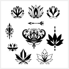 Lotus flower doodle icon. Engrawing vector stock illustration. EPS 10
