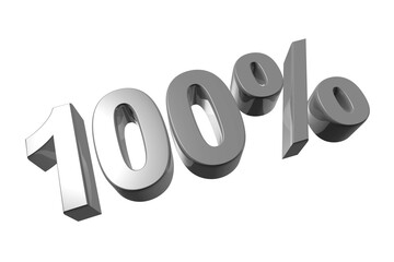 100% number. 3D illustration isolated on transparent background