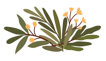 Flower composition for greeting cards, backgrounds and dividers. Hand drawn vector greenery