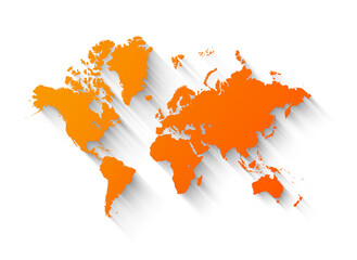 Orange world map illustration on transparent background © daboost