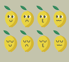 Fototapeta premium lemon, kawaii eyes, vector illustration