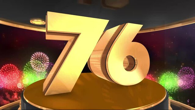 76th birthday animation in gold with fireworks background, 
Animated 76 years Birthday Wishes in 4K 

