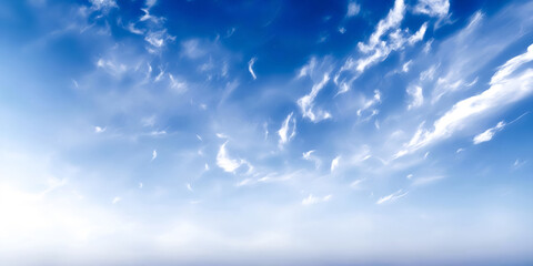 Naklejka na ściany i meble Sunny weather with blue sky and white clouds Sky texture