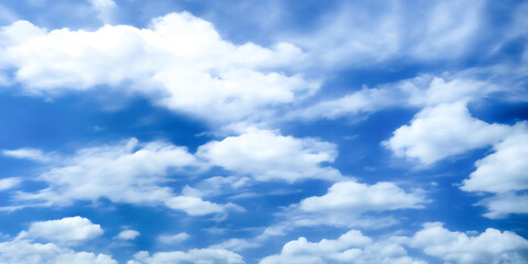 Naklejka na ściany i meble Sunny weather with blue sky and white clouds Sky texture