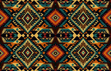 Ethnic seamless fabric pattern. Abstract traditional folk antique vintage retro graphic line. Fabric textile vector illustration ornate elegant luxury style. Art print for clothing, background.