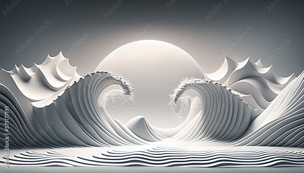 Canvas Prints the white wave 3d background. generative ai