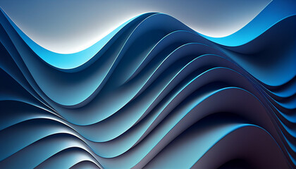 3d blue abstract background with waves. Generative AI