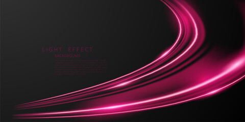 Elegant abstract light line effect design vector illustration on black background.