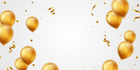 Template background design, 3d golden balloon banner vector illustration