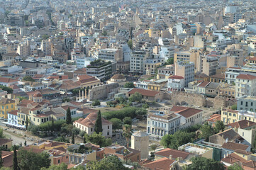 Panoramic view of Athens city from Acropolis hill, Greece.