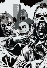 black and white of zombies monster