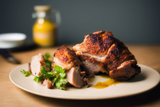 Roasted pork knuckle with mustard and parsley. ia generate