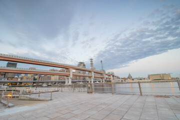 Fototapeta premium The Port of Kobe, Japan at dusk in autumn