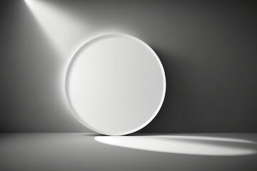 Empty white round layout on grey background. AI Generated.