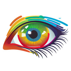 vector illustration of make up in rainbow colors on eye