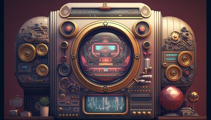 Vintage robot machine design. Generative AI technology.