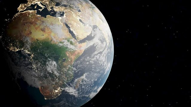 Satellite view of an orbiting planet earth showing the African continent
