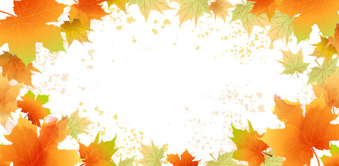 Autumn background. Watercolor maple leaves frame. Leaf fall