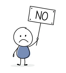 Sad stickman with text on a plate - no. Vector