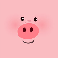 Cute pig face. Funny background. Vector illustration