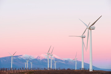 Wind turbine generators for renewable electricity production and snow mountain