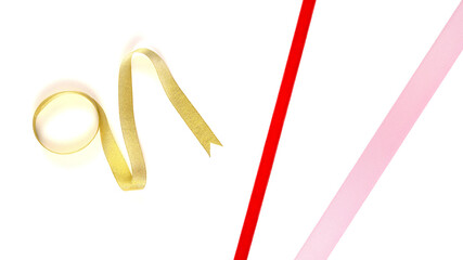 Golden ribbon isolated on white background.