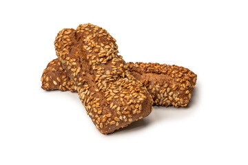 Loaf of bread with sunflower seeds isolated on a white background.