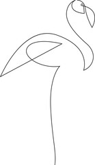 Flamingo one line drawing. Continuous single line bird. Hand drawn vector illustration.