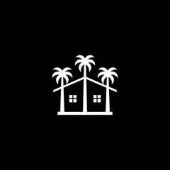  Palm house icon  isolated on black background. 