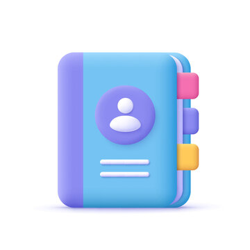 Phone or address book. Contact information, business partners, digital communication concept. 3d vector icon. Cartoon minimal style.