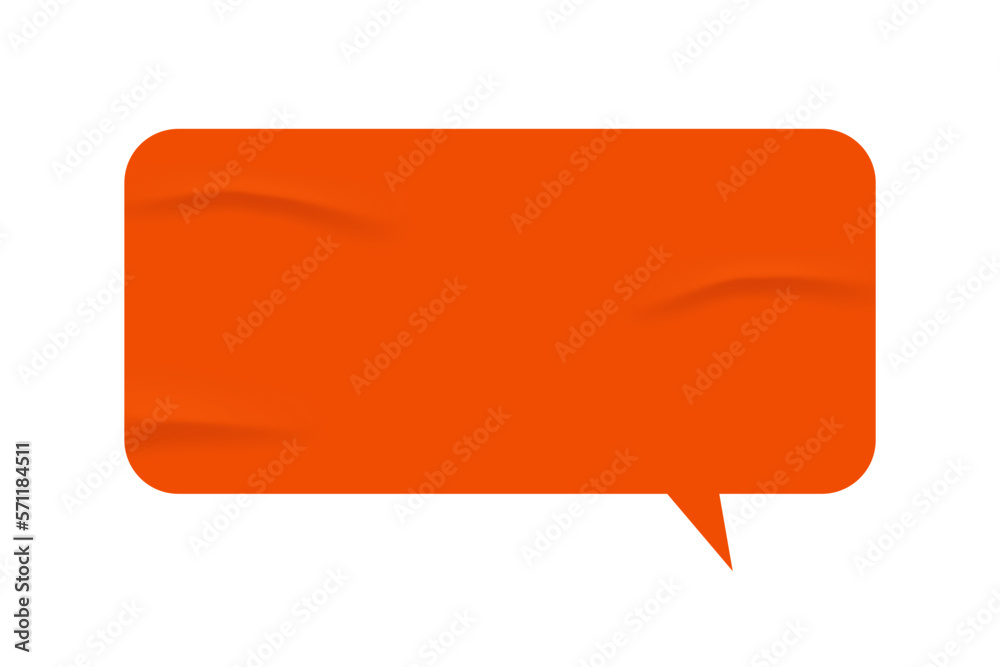 Aufkleber Speech bubble in a rectangular shape, isolated wrinkled and glued sticker. Thought box with copy space, communication phrase. Vector in realistic style