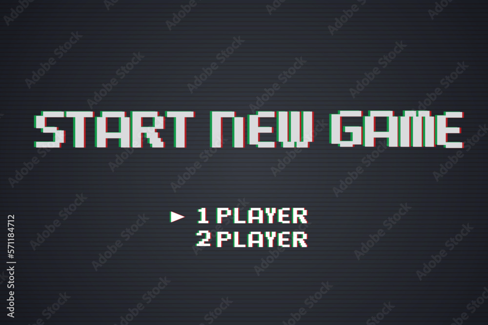 Poster start a new game background with player selection.8 bit game.retro game.