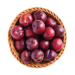 Fototapeta na wymiar Fresh Japanese or Chinese plum fruit in basket