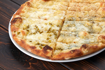 pizza on the wooden background