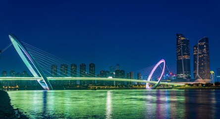 Eye of nanjing pedestrian bridge at night