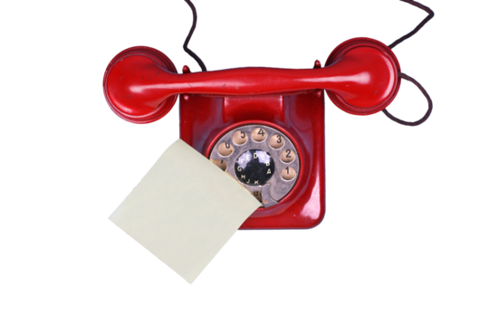 rotes antikes Telefon auf transparenten Hintergrund