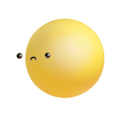 Funny cute face with dot eyes. Sorrow emoticon in portrait angle view