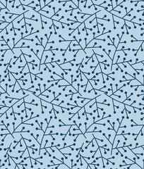 Japanese Bud Branch Line Vector Seamless Pattern