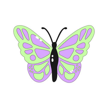 Bright butterfly icon in cartoon style. Vector illustration of a moth isolated on a white background