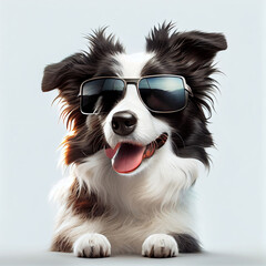 Fototapeta premium Cute border collie white background