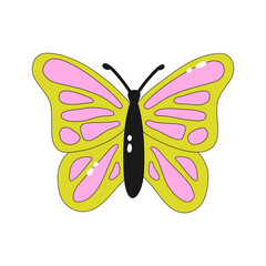 Bright butterfly icon in cartoon style. Vector illustration of a moth isolated on a white background