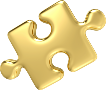 3d gold metal puzzle icon in trendy. puzzle icon page symbol for your web site design puzzle icon logo, app, UI. 3d rendering